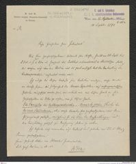 k.k. naturhistorisches Hofmuseum, Intendanzakten 1885-1896 (Hauer), Aktenzahl Z.562.a/1891, Seite 1